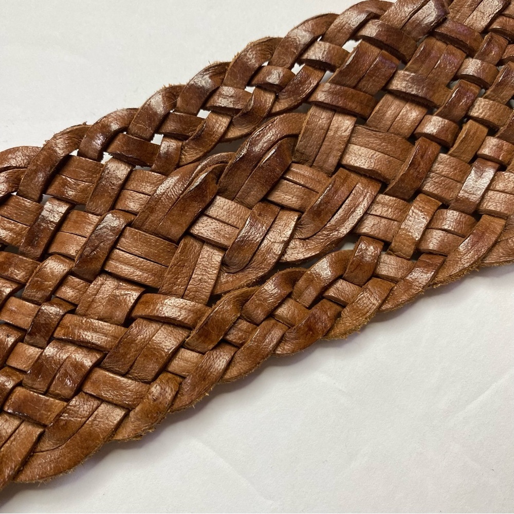 NWT Vintage Omega Woven Leather Extra Wide Boho Belt - Picture 7 of 9